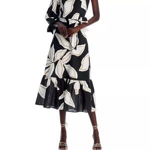 Aqua Floral Black and White Women's Midi Dress